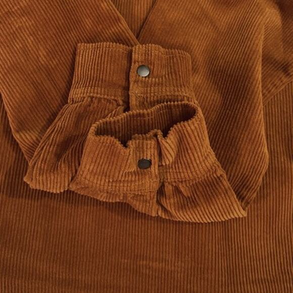 Sanctuary Womens Corduroy Shirt Size S Brown Snap Front Relaxed Shacket NWT - Picture 5 of 7